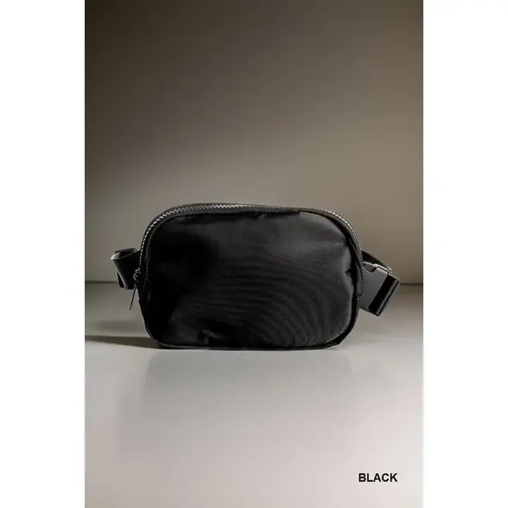 Black adjustable crossbody belt bag