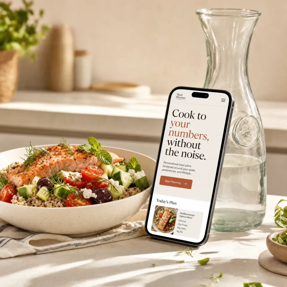 Food Trackers meal planning preview with a salmon dish