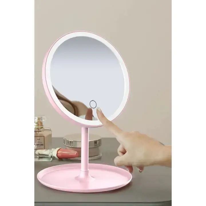 Pink light-up vanity mirror